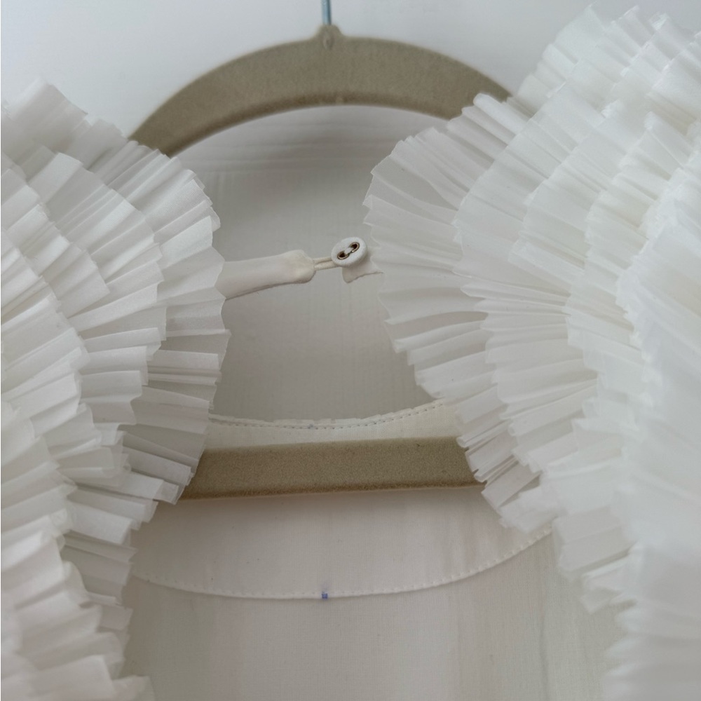 Aje Sculptura Expressive Ruffle Detailed Pleated Organza Maxi Dress White Bridal - Picture 7 of 16